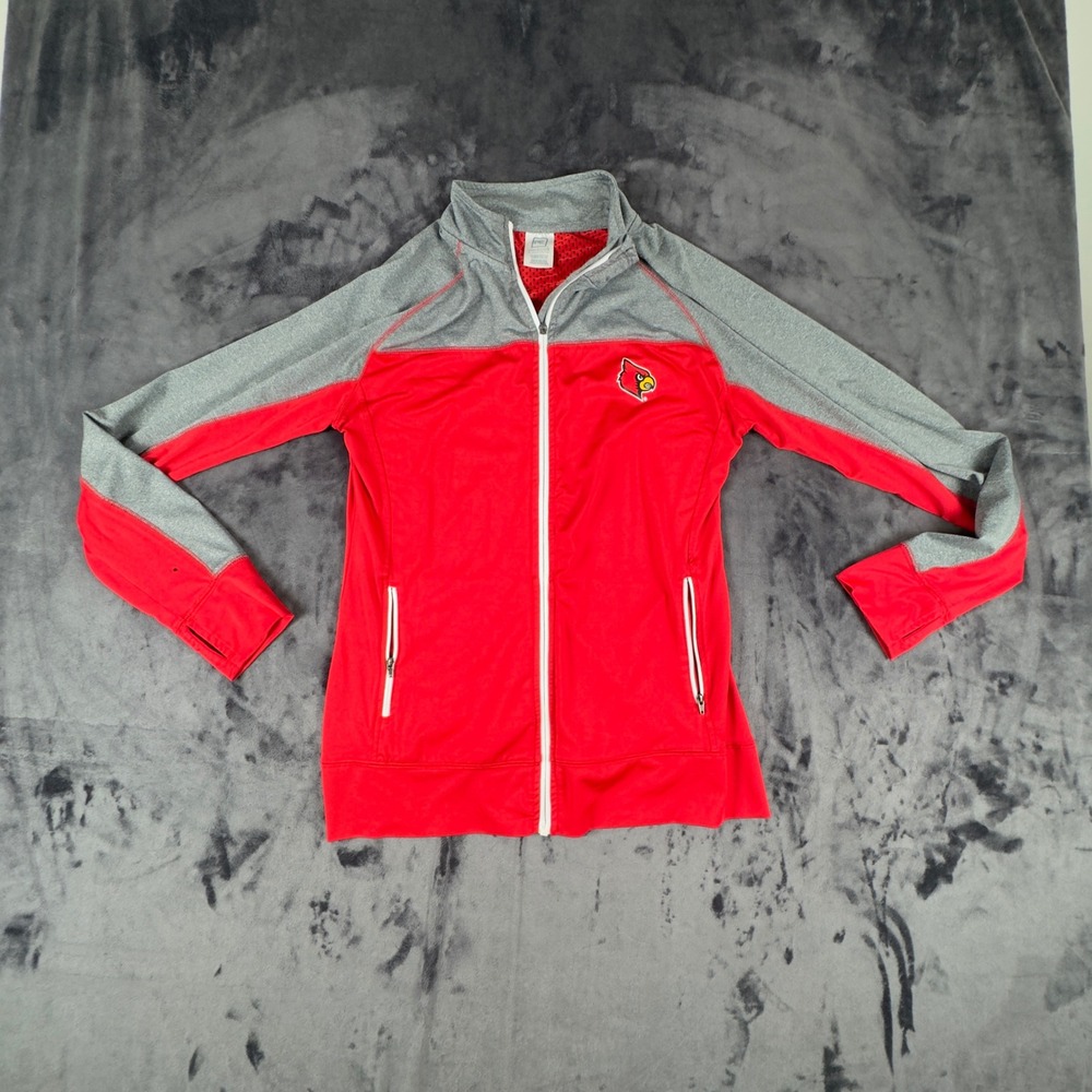 ProEdge Track Jacket Girls L 12/14 Red Louisville Cardinals Full Zip Thumbholes